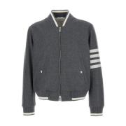 Thom Browne Grå Stickad Ribb Blouson Jacka Gray, Herr