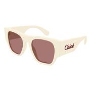 Chloé Ivory/Red Sunglasses Beige, Dam