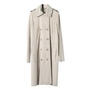 Giorgio Brato Lyxig Suede Light Leather Trench Coat Beige, Dam