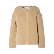 Max Mara Faux Fur & Shearling Jackets Beige, Dam