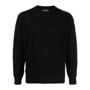 Emporio Armani Round-neck Knitwear Black, Herr