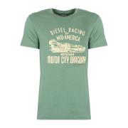 Diesel Minimalistisk Halsringning T-shirt Green, Herr