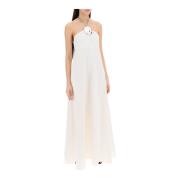 Jil Sander Maxi Klänning med Aluminium Halsband White, Dam