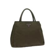 Prada Vintage Pre-owned Nylon handvskor Green, Dam