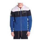 Sun68 Fluorescerande Bomull Huva Zip Kollektion Blue, Herr