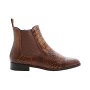 Pertini Krokodil Print Ankel Boot Brown, Dam