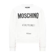 Moschino Sweatshirt med logotyp White, Dam