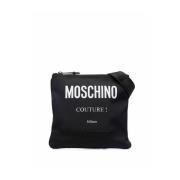 Moschino Logo Panel Messenger Väska Black, Herr