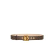 Balmain Vaxad monogram canvas P-Bälte Brown, Dam