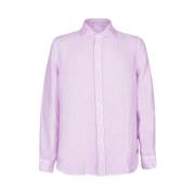 120% Lino Lavendel Slim Fit Linneskjorta Purple, Herr