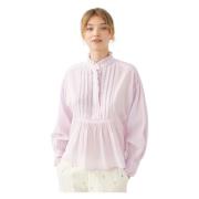 Antik Batik Bomull voile viktoriansk stil blus Anna Pink, Dam