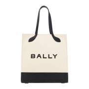 Bally Vit och Svart Läder Tote Väska Beige, Dam