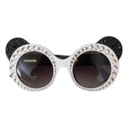 Dolce & Gabbana Vit Svart Acetat Kristall Shades Solglasögon Black, Da...