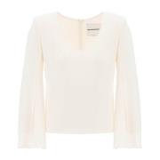 Roland Mouret Flared Sleeve Cady Top White, Dam