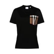 Burberry Signature Check Crew Neck T-shirt Black, Dam