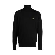 Fred Perry Logo-Broderad Roll-Neck Sweater Black, Herr