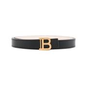 Balmain Tunnt kalvskinn B-bälte Black, Dam