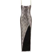 Balmain Metallic Ormtryck Bodycon Klänning Gray, Dam