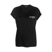 Balmain Svart Bomull T-shirt med Logotryck Black, Dam