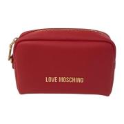 Love Moschino Röd Logotyp Dragkedja Väska med Avtagbart Handtag Red, D...