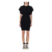 Rick Owens Cinched S/L Tommy Mini Klänning Black, Dam