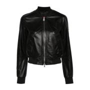 Peuterey Leather Jackets Black, Dam