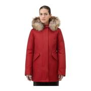 Woolrich Arctic Parka Raccoon Cloth Red, Dam