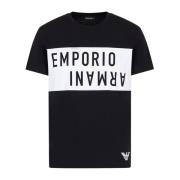 Emporio Armani Svart Logotyp T-shirt 100% Bomull Black, Herr