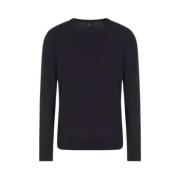 Armani Exchange ASV Rutig Jacquard Crewneck-tröja Blue, Herr