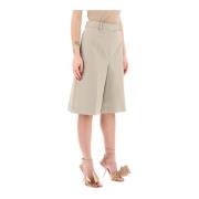 Salvatore Ferragamo Bomull Gabardine Bermuda Shorts Beige, Dam