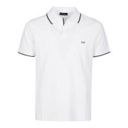 Fay Pique Stretch Polo Shirt White, Herr