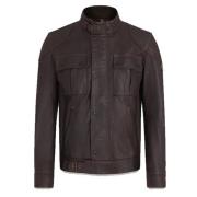 Belstaff Vintage Brun Läder Bikerjacka Brown, Herr