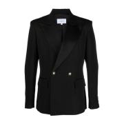 Casablanca Svart dubbelknäppt tuxedo blazer i silkeblandning Black, He...