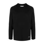 Jil Sander Svart Logoplatta Långärmad Tee Black, Herr