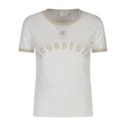 Courrèges Kontrast Tryckt T-shirt White, Dam