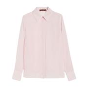 Max Mara Studio Randig Crepe de Chine Skjorta Pink, Dam