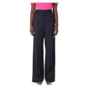 Msgm Wide Trousers Black, Dam