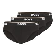 Hugo Boss Stretch Bomull Elastisk Midja Briefs 3-Pack Black, Herr