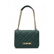 Love Moschino Quiltad PU Axelväska Green, Dam