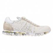 Premiata Lucy D Perforerade Canvas Sneakers Vit Sand Beige, Herr