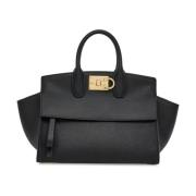 Salvatore Ferragamo Svart Studio Media Toteväska Black, Dam