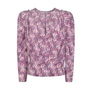 Isabel Marant Mauve Sidenblandning Grafiskt Tryck Topp Multicolor, Dam