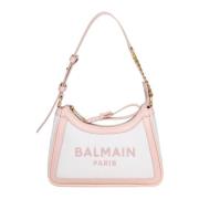 Balmain Canvas Skulderväska med Läderdetaljer Pink, Dam