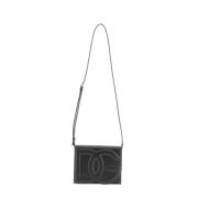 Dolce & Gabbana Läder Crossbody Väska med DG Logo Black, Dam