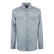 Brunello Cucinelli Stilfull knapp-upp denimskjorta Blue, Herr