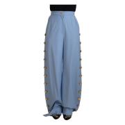 Dolce & Gabbana Leather Trousers Blue, Dam