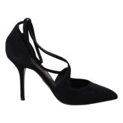 Dolce & Gabbana Svart Mocka Ankelrem Pumps Black, Dam