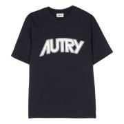Autry Bomull Crew Neck T-shirt Blue, Herr