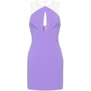 Elisabetta Franchi Halterneck Tyl Axel Mini Klänning Purple, Dam