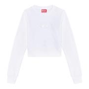 Diesel Beskuren sweatshirt med urklippt logotyp White, Dam